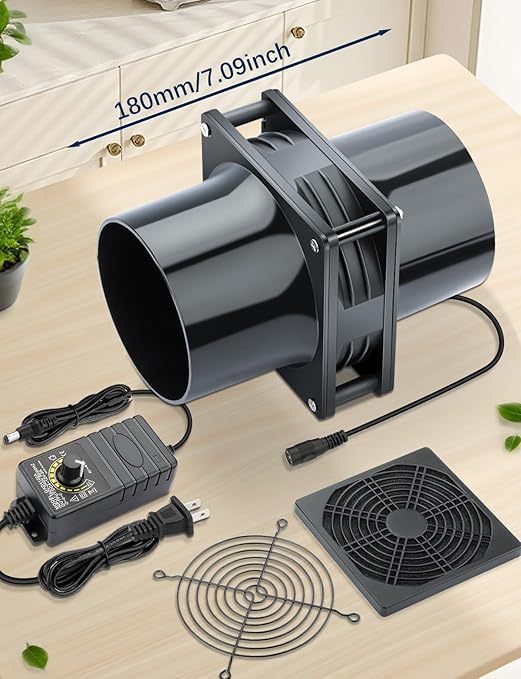 Wathai 120mm x 38mm 4 Inch Small Exhaust Fan 12V Duct Fan with Speed Control, Fume Extractor for Paint Booth, Soldering, Laser Engraving, Greenhouse Ventilation - Image 5
