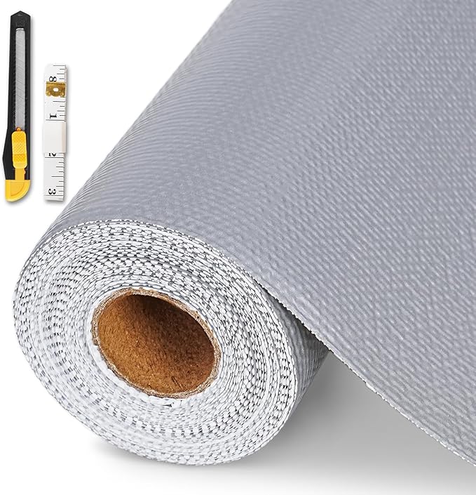 Drawer and Shelf Liner for Kitchen Cabinet,Non-Adhesive Cabinet Liner 18in x 20FT,Waterproof Shelf Paper Non-Slip Mats Cupboard Liners Contact Protect Dresser/Shelves/Table-Grey by GTJ