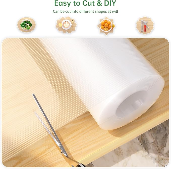 Shelf and Drawer Liner for Kitchen Cabinet, Non-Adhesive 18in x 360in Waterproof Durable Thickened EVA Material Easy-to-Cut Contact Paper Non Slip Mat for Refrigerator, Cupboard, Dresser - Image 3