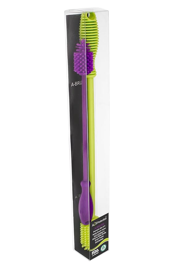 A-Brush Silicone Bottle Cleaner Brush, 2 Piece Set, Flexible, Long Handle - Water Bottle Cleaner, Baby Bottle Nipple Brush for Plastic & Glass, BPA-Free Dish Washing Brush A2S Protection - Image 9