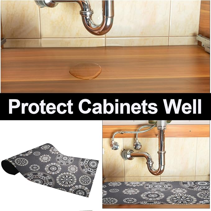 AiBOB Waterproof Under Sink Mat, Absorbent Quick Dry Sink Liners Protect Cabinets, Durable Shelf Liners, Slip Resistant and Non-Adhesive, 24X68, Multi - Image 4