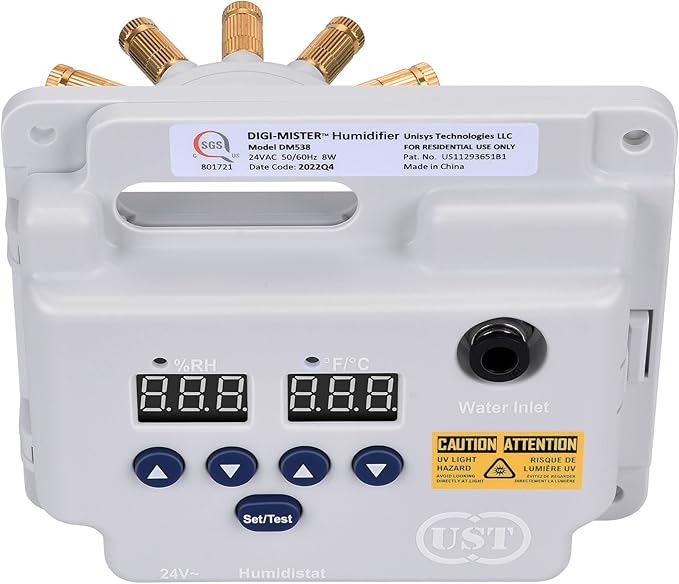 Evaporative Duct Mounted Whole House Furnace Humidifier with 8 UV-C LEDs, Atomizing Cool Mist Variable Capacities for Homes and Offices up to 3500 sq. ft. by Unknown