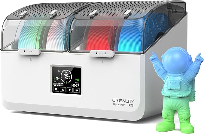 Creality Filament Dryer Box 4 Spool, SpacePi X4L 3D Printer Filament Storage Box, Dual Independent Heating Chambers, Rapid Heating Up to 75℃, Active Dehumidification, Fits PLA,PETG,ABS,TPU,Nylon,etc by Creality