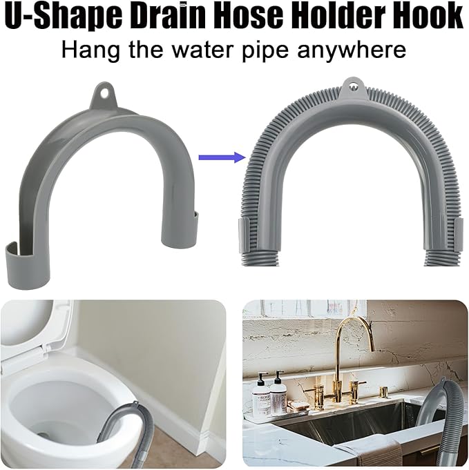 3.2 FT Universal Washing Machine Drain Hose, Drain Hose Extension Kit for Washer, Dishwasher, Dryers, Dehumidifier with 4 Hose Clamps, 1 U-Holder, 1 Adapter, Fit for 0.79-1.5 inch Drain Outlet - Image 5