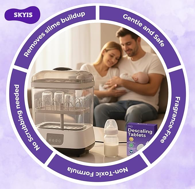 48 Descaling Tablets Baby Bottle Washer Cleaner Tablets Compatible with Baby Bottle Washers Baby Bottle Sterilizers Warmers and Formula Makers Effective Cleaner for Limescale and Residue - Image 7