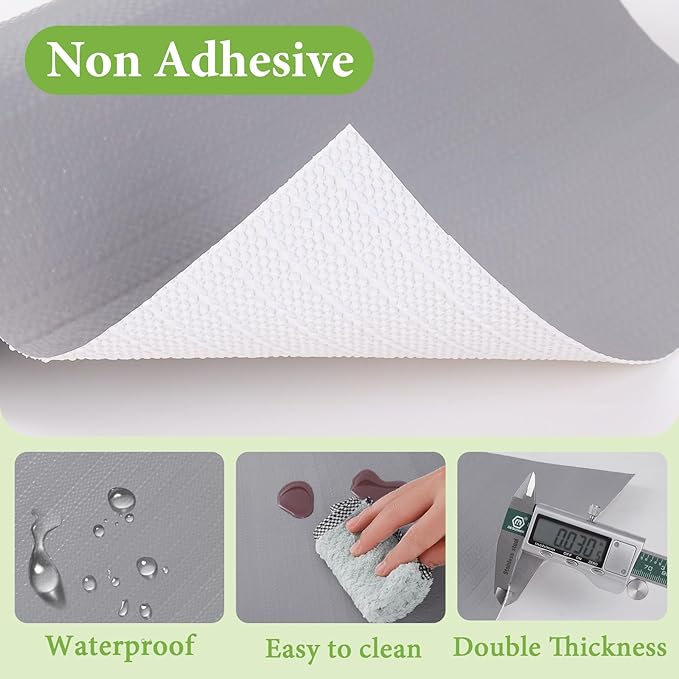 Shelf Liners for Kitchen Cabinets 12in x 10FT Non Adhesive Drawer Liner Grey Thickened Shelf Liner Paper Strong Non-Slip Easy to Clean for Tool Box Refrigerator with Knife and Tape Measure - Image 6
