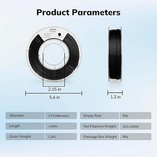 AMOLEN PLA 3D Printing Filament Bundle 1.75mm, Black White Red Green 250g X 4 Spools Pack 3D Printier Filament, 1KG/2.2 lb in Total, Compatible with Most FDM Printer and 3D Pen - Image 4