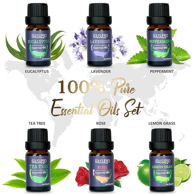 Oil Diffuser & Essential Oils Set - Aromatherapy Diffuser with 6 Essential Oils Set, Ultrasonic Cool Mist Oil Diffusers for Essential Oils, 4 Timer & 7 LED Light, with Auto Shut-Off Protection Gifts - Image 4