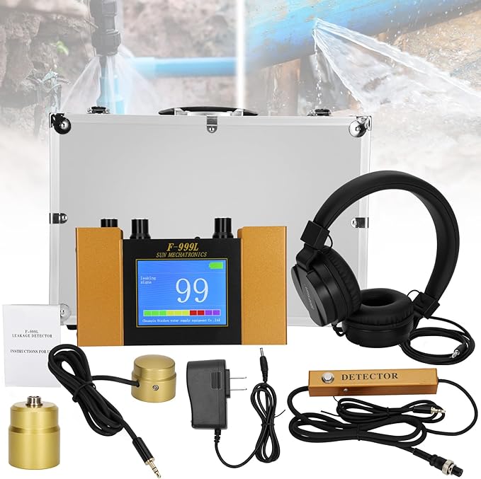 Underground Water Leak Detector, Water Pipe Leak Detector, Two Size Sensors Precise Positioning, High-Sensitivity Digital Display Leakage Sensor, Carrying Case by Unknown