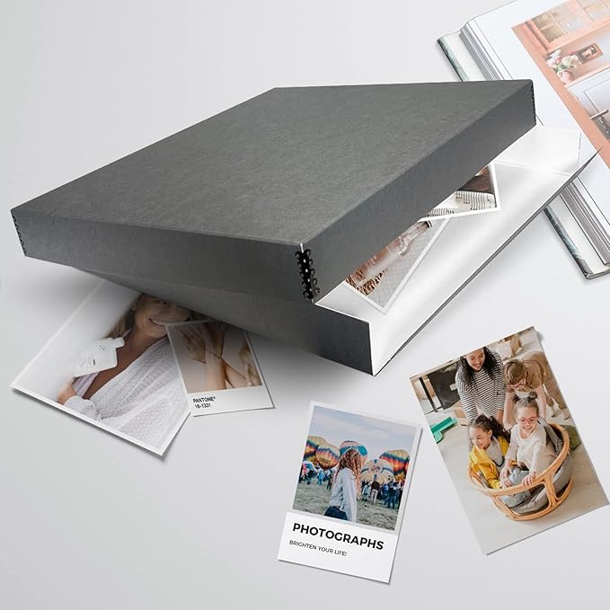 Lineco Museum Archival Storage Box, 20.75x24.75x3 in. Drop Front Design. Acid-Free with Metal Edge. Organize Photos, Pictures, Prints, Documents, Crafts, DIY. Gray, 2 Pack - Image 9