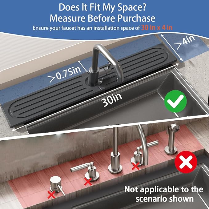 Stone Faucet Mat for Kitchen Sink, Water Absorbing Sink Water Splash Guard, Fast-Drying Kitchen Sink Faucet Mat, Durable Protector and Stone Drying Mat for Kitchen Counter & Bathroom Sink - Image 2