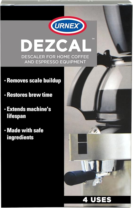 Descaling Powder Solution - 4 Uses - Activated Scale Remover for use with Keurig 1.0/2.0, Home Coffee and Espresso Machines, Kettles, Garment Steamers by Urnex