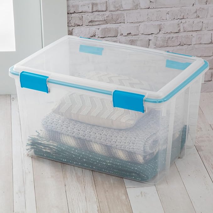 Sterilite 8-Pack Gasket Box, Weather-Resistant Storage Bins with Latching Lids, 54 Quart - Heavy-Duty Organizing Containers for Closet, Bathroom, and Office - Image 7