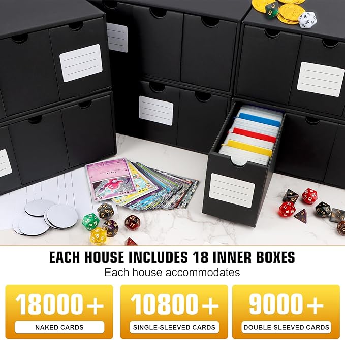 Trading Card Storage Box, Includes 18-600 CT Boxes & 60 Card Dividers, Trading Card Organizer for Collectible Card Games, for TCG, YGO, MTG, PTCG, Baseball Cards, with Labels & Tapes - Image 3