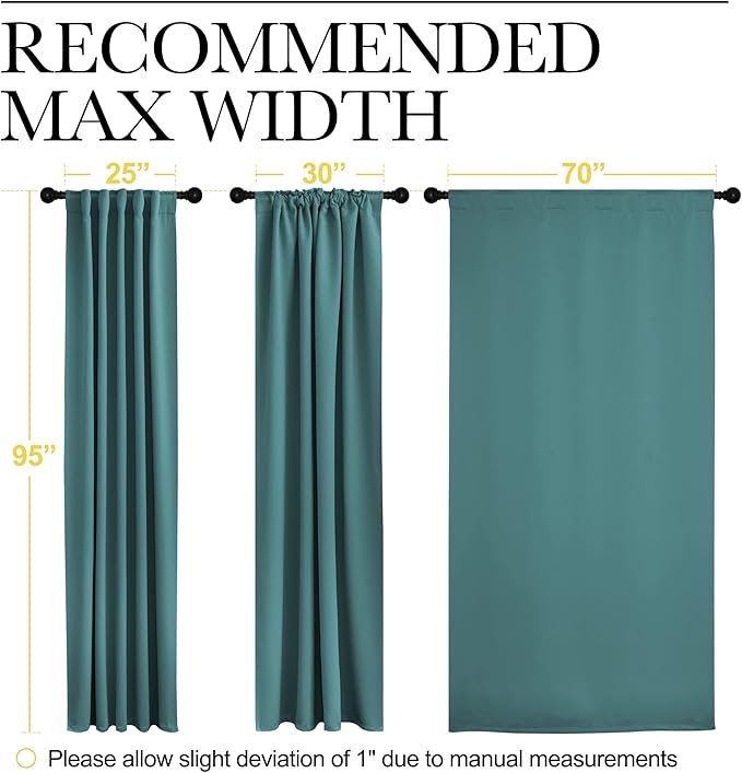 NICETOWN Living Room Blackout Draperies - (Sea Teal Color) W70 x L95, 2 Pieces, Room Darkening Window Blackout Drape Panels - Image 7