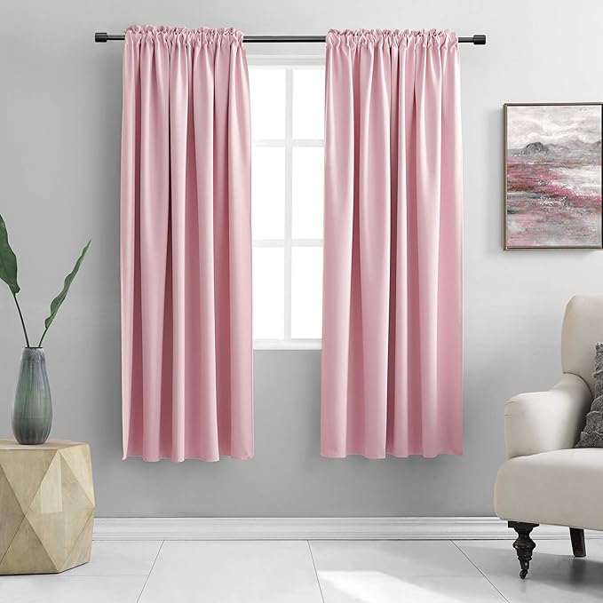 DONREN Pink Blackout Curtains for Girls Room - Room Home Decoration Privacy Protection Thermal Insulated Room Darkening Window Drapes with Rod Pocket (Set of 2 Panels,42 x 63 Inch Length) by DONREN