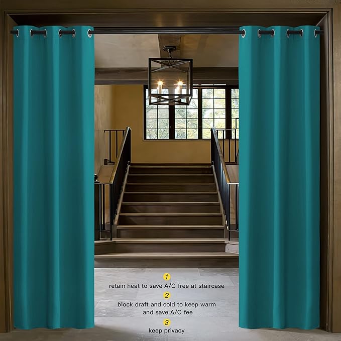 NICETOWN Room Darkening Curtain for Kids Bedroom Nursery Essential Thermal Insulated Solid Grommet Top Drape Panel for Girl Room (Peacock Teal, 1 Panel, 42 x 84 inch) - Image 3