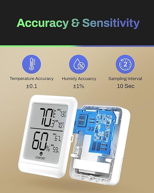 BN-Link Digital Hygrometer Indoor Thermometer Room, Digital Temperature and Humidity Meter with Large LCD Monitor for Home, Bedroom, Terrarium, Incubator, Greenhouse, 2 Pack - Image 3