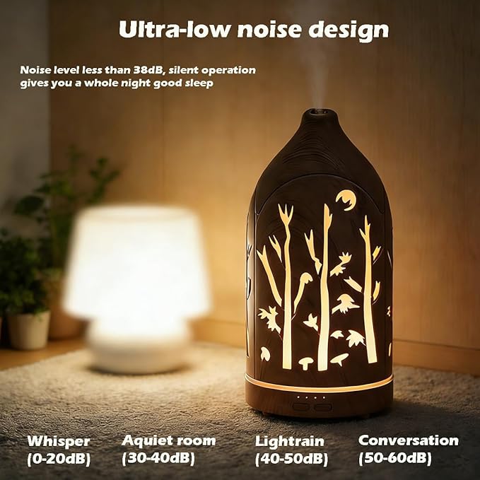 3 Essential Oil Diffuser Set,7.1''x3.5'' Aromatherapy Diffusers,Desk Humidifiers for Office,Small 200ml Humidifier with 7 LED Colors Night Lights,Waterless Auto-Off for Home Decor Gift (Tree) - Image 3