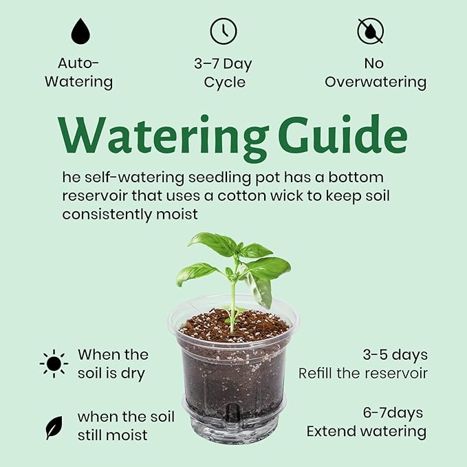 20 Pack 5 Inch Clear Self Watering Plant Pots with Bottom Water Tray & Watering Rope, Transparent Nursery Pots with Drainage for Seedlings, Herbs, and Houseplants - Image 6