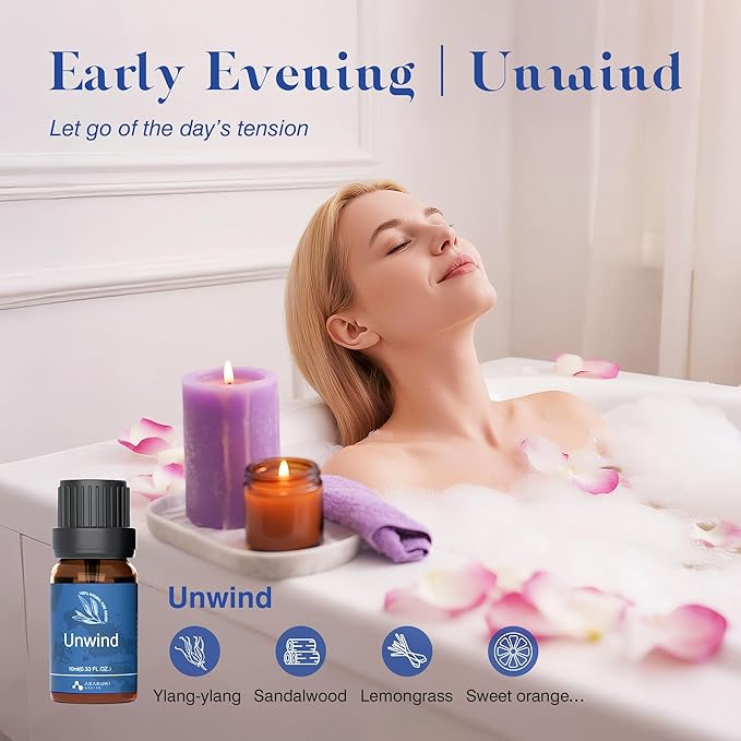 ASAKUKI Essential Oils for Diffuser – 6 Mood Essential Oil Blends (Breathe, Uplift, Sensual, Balance, Unwind, Rest) for Morning to Night Rituals, Home & Daily Use - Image 7
