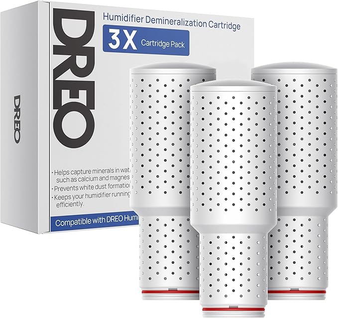DREO Demineralization Cartridge 3-Pack for Humidifiers, Compatible with Dreo Humidifiers HM311/311S/524/524S, Prevent Mineral Build-up, Filter Hard Water, Eliminate White Dust by DREO