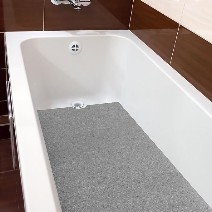 16" x 40" Non Slip Bathtub Mat with Drain Cut Out Anti Slipping Non Skid Safe Tub Mat Adhesive Peel and Stick Bath Tub Mat PEVA Tub Sticker for Shower Floor Boat Wet Areas(Gray) - Image 6