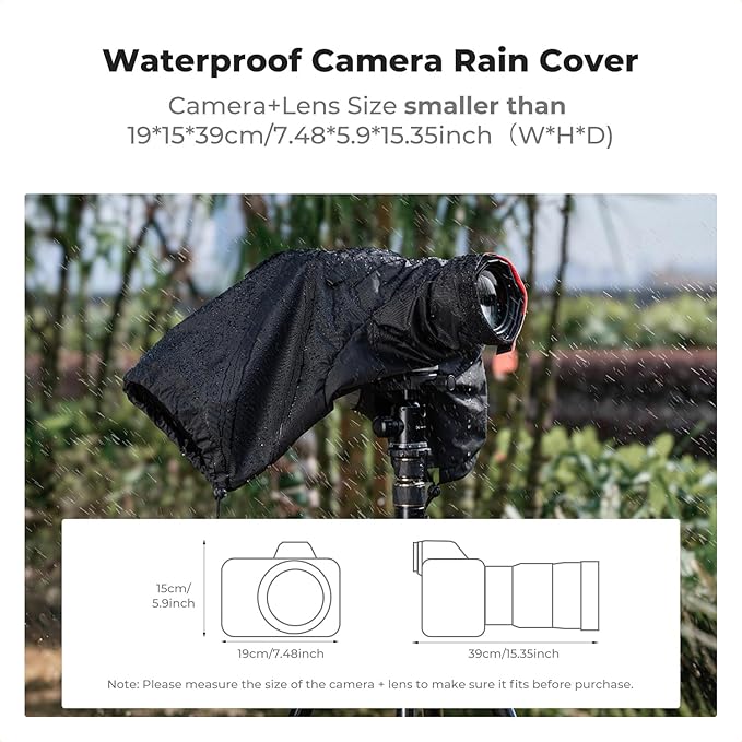 K&F CONCEPT Professional Camera Rain Cover, Waterproof Raincoat for DSLR Cameras and Lenses, Photography Camera Protector Accessories - Image 2