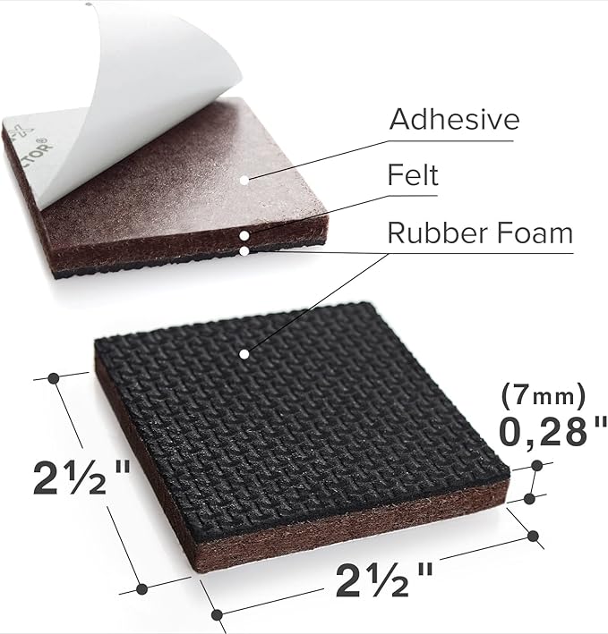 Non Slip Furniture Pads X-PROTECTOR – 16 PCS Furniture Grippers 2 1/2" - Ideal Self-Adhesive Rubber Feet for Furniture Feet – Non Skid Furniture Pads Floor Protectors – Keep Furniture in Place! - Image 3