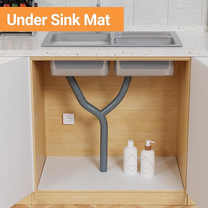 FLPMIX Shelf Liner 20 inch Wide - Waterproof Cabinets Liners, Standard Size 20 X 300Inch, Non-Adhesive, Easy to Cut Under Sink Mat for Kitchens Drawer, Pantry Shelves, White - Image 3