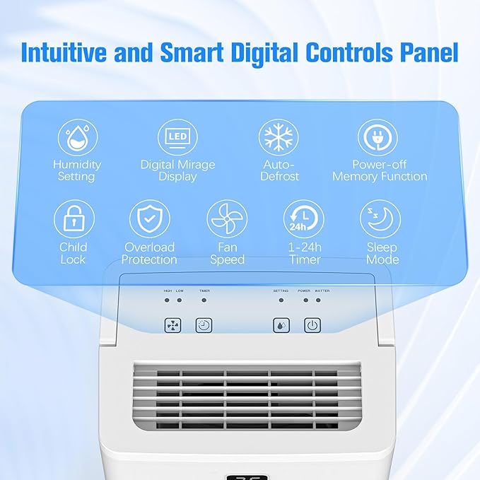 DEVERSE Max 25 Pints Dehumidifier for Home/Bedroom/Basement, 3000 Sq.Ft Coverage, with Drain Hose, Smart Humidity Control & Large Tank - Image 4