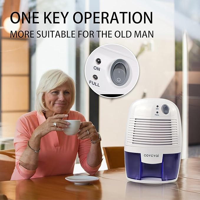 Small Dehumidifier,12V3A adapter，1200 Cubic Feet (215 sq ft) Portable Mini Dehumidifier Quiet Use for High Humidity in Home, Bathroom, Bedroom, Office, Basements, Wardrobe Closet,RV - Image 5