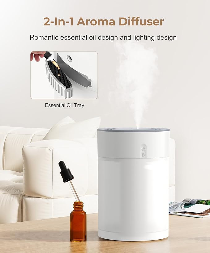 Bedroom Humidifier, 4.5L Cool Mist with Essential Oil Diffuser, 45H Runtime, Quiet Ultrasonic for Home, Large Room, Baby Nursery and Plants, 360 Nozzle - Image 7