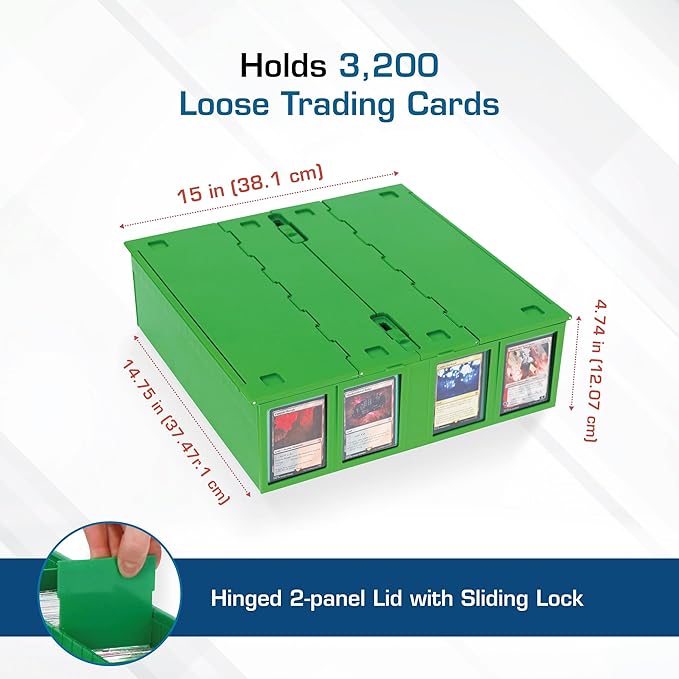 BCW Collectible Card Bin – Green | Holds 3200 Cards | Includes 4 Dividers | Storage for Pokémon, MTG & Sports Cards - Image 3