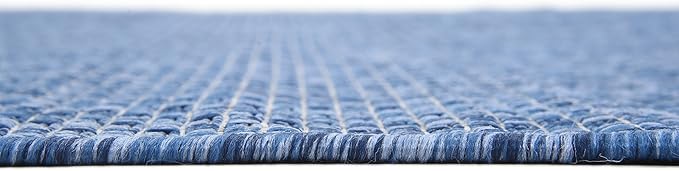 Unique Loom Collection Casual Transitional Solid Heathered Indoor/Outdoor Flatweave Area Rug (6' 1" x 9' Rectangle, Blue/Navy Blue) - Image 10