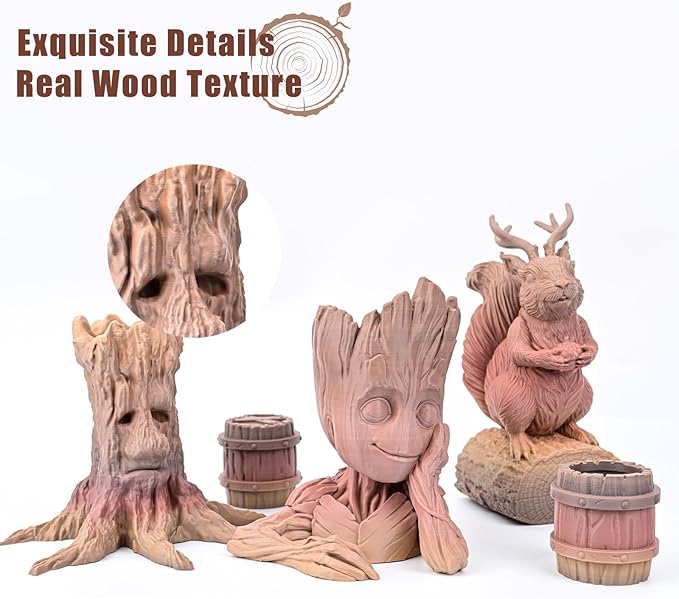 OVV3D PLA Filament Wood PLA, 3D Printer Filament Gradient Multicolor Wood PLA Filament 1.75mm +/- 0.02mm 1kg(2.2lbs) Add 20% Real WoodFiber - Image 3