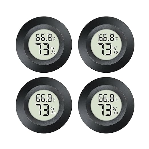 4pcs Mini Hygrometer Thermometer Indoor Outdoor Round Humidity Meter Temperature Gauge Humidity Sensor Fahrenheit Switchable Celsius Monitor for Humidor Reptile Jars 3D Printer by Maiweitong