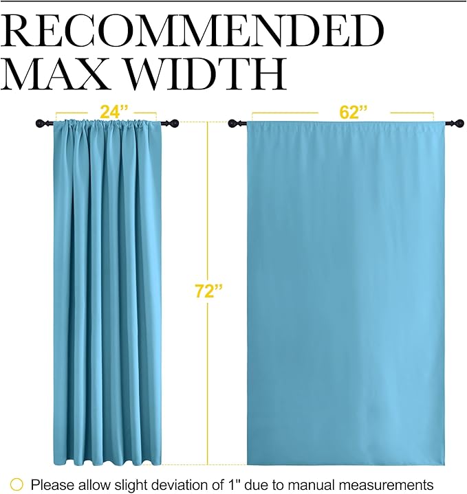 NICETOWN 2 Panels Blackout Curtains, Rod Pocket Window Curtains Room Darkning Drapes for Bedroom/Living Room, Thermal Insulated Solid Draperies for Home Office/Study, 62 by 72-Inch, Teal Blue - Image 6