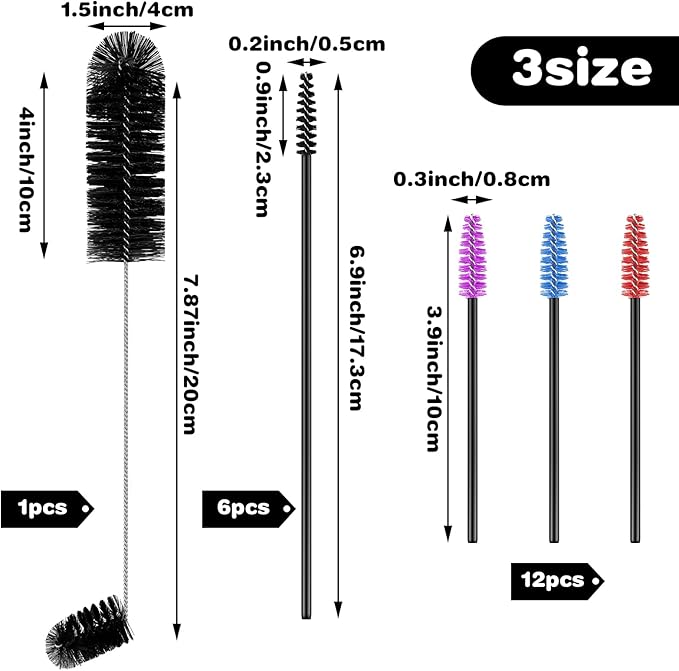 Hummingbird Feeder Cleaning Brush 19 Pieces 3 Size Mini Nylon Double Headed 2 in 1 Hummingbird Brush Hard to Reach Places Tiny Cleaning Kit(Black) - Image 2