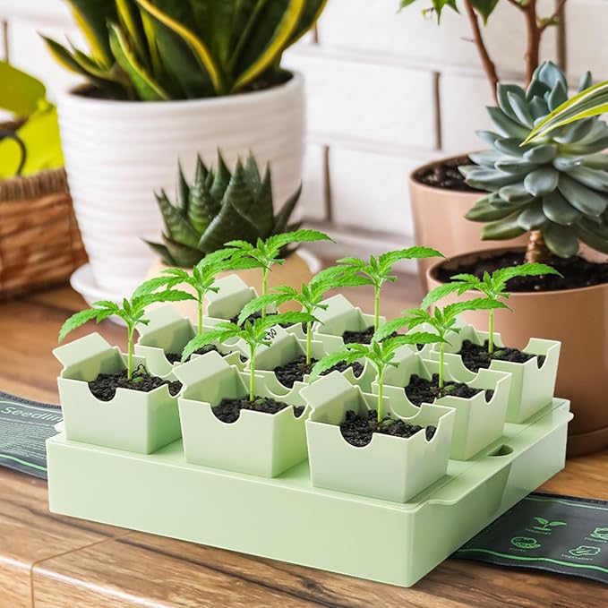Seed Starter Tray, Dual-Purpose Handles for Transplanting & Labeling, 9 Deep 2.3 in Cells, Extra-Thick Reusable Germination Kit, for Indoor, Outdoor & Greenhouse Use - Image 8