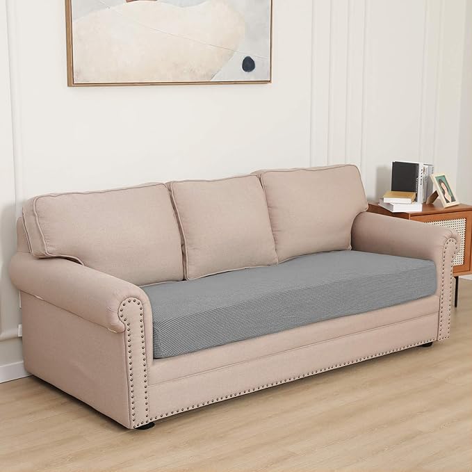 Easy-Going Stretch Cushion Cover Sofa Cushion Furniture Protector Sofa Seat Sofa slipcover Sofa Cover Soft Flexibility with Elastic Bottom(Oversized Sofa Cushion, Light Gray) - Image 2