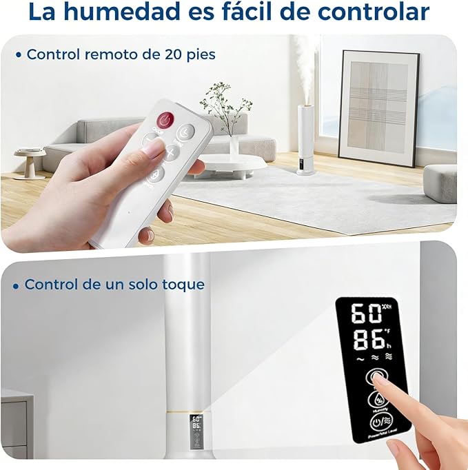 Humidifier Large Room,2.4Gal Cool Mist Humidifiers for Bedroom 9L High Capacity 24dB Quiet Air Humificador fit Removable Water Tank 360° Adjustable, Top Fill & Easy Clean with Remote Control - Image 5