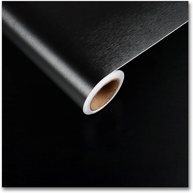 CRE8TIVE Brushed Black Stainless Steel Contact Paper Peel and Stick Thick Metallic Wallpaper Heat Resistant Self Adhesive Black Contact Paper for Kitchen Backsplash Appliances Fridge Covers 12"x354" by CRE8TIVE