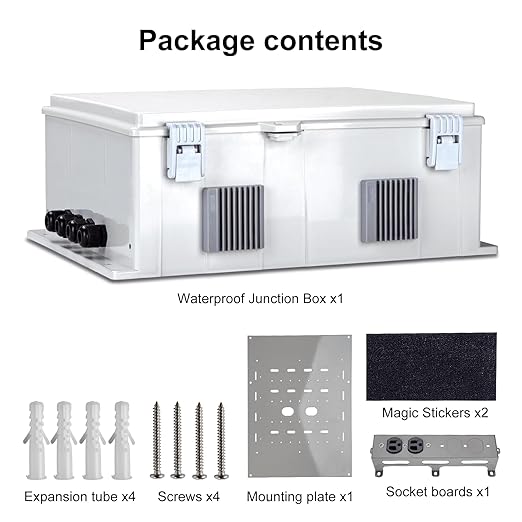 Outdoor Electrical Junction Box with High Power Outlet, 16" H* 12" L* 5.9" W, ABS Water Resistant Enclosure with Internal Mounting Panel & Hinged Cover. - Image 6