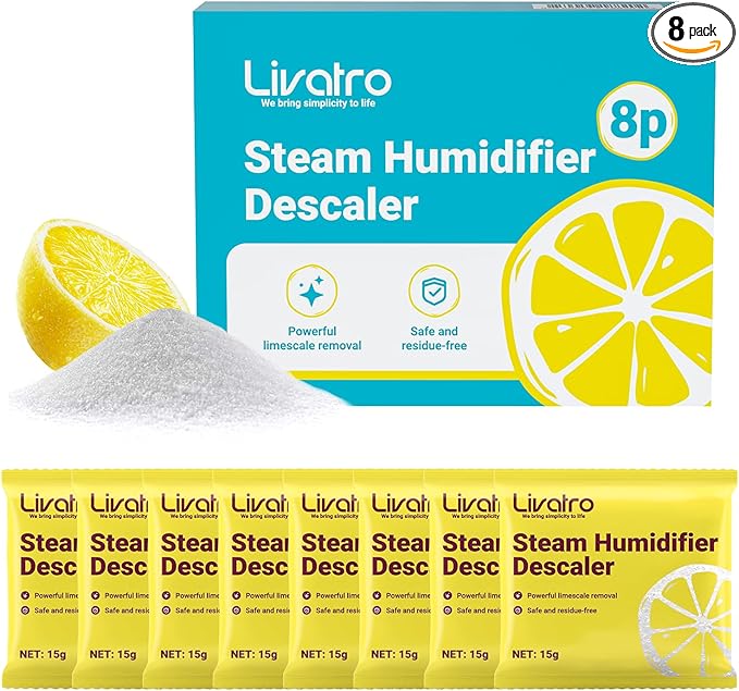Citric Acid Cleaning – 8 Individually Wrapped Descalers for Humidifiers, Kettles & Distillers | Powerful Anti‑Limescale, Moisture‑Resistant & Eco‑Friendly by Livatro