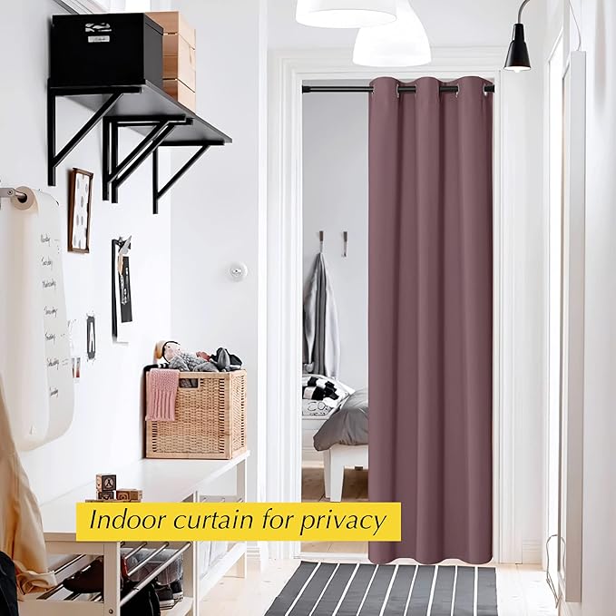 NICETOWN Heat Blocking Blackout Thermal Insulated Door Curtain, Privacy Room Separators Divider Wall, 60-70% Soundproof Noise Reducing Doorway Curtains, 42" W x 80" W, 1 Panel, Dry Rose - Image 2