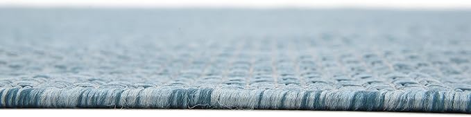 Unique Loom Collection Casual Transitional Solid Heathered Indoor/Outdoor Flatweave Area Rug (9' x 12' Rectangle, Aquamarine/Ivory) - Image 9