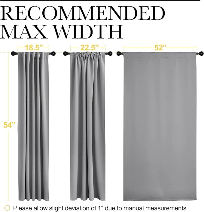NICETOWN Blackout Curtain Panels for Living Room - (Silver Grey Color) 52x54 inch, 2 Panels Set, Room Darkening Blackout Drapes for Window - Image 7