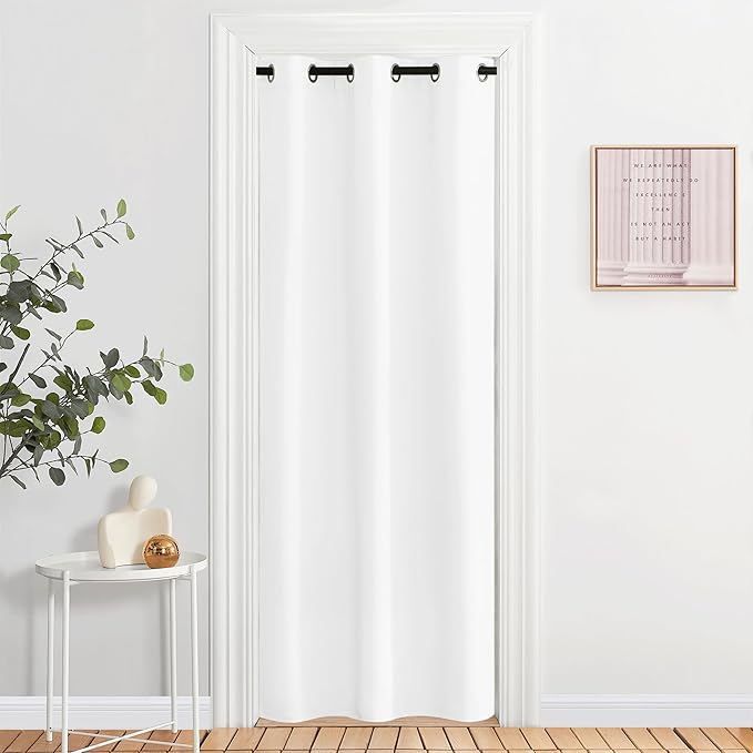 NICETOWN Curtains & Drapes for Door Tapestry, 80 inches Long Door Curtains for Bathroom Pantry Bedroom Closet (White, 1 Panel, 2.8ft Wide x 6.7ft Long) by NICETOWN