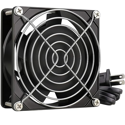 GDSTIME Axial Fan 90mm, 110V 120V AC 92mm x 92mm x 25mm Dual Ball Bearing w/Power Cord for DIY Cooling Ventilation Projects by GDSTIME